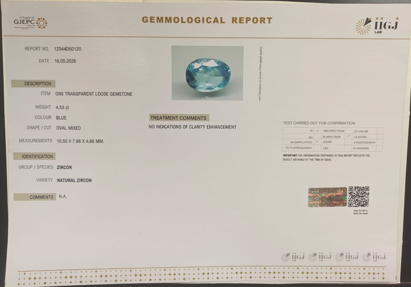 Zir690K 2 ZIRCON 4.53 Ct.
