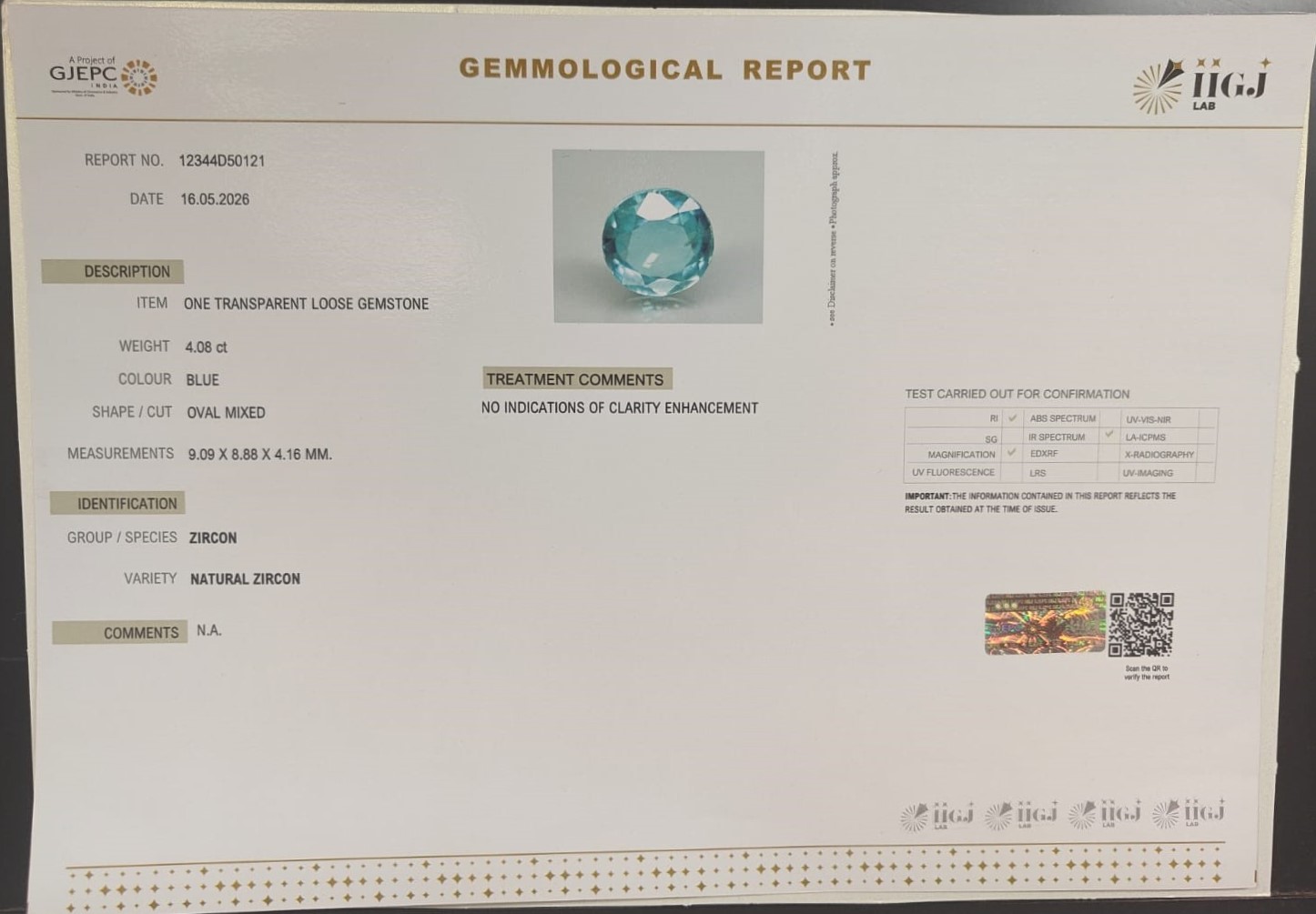 Zir691K 2 ZIRCON 4.08 Ct.