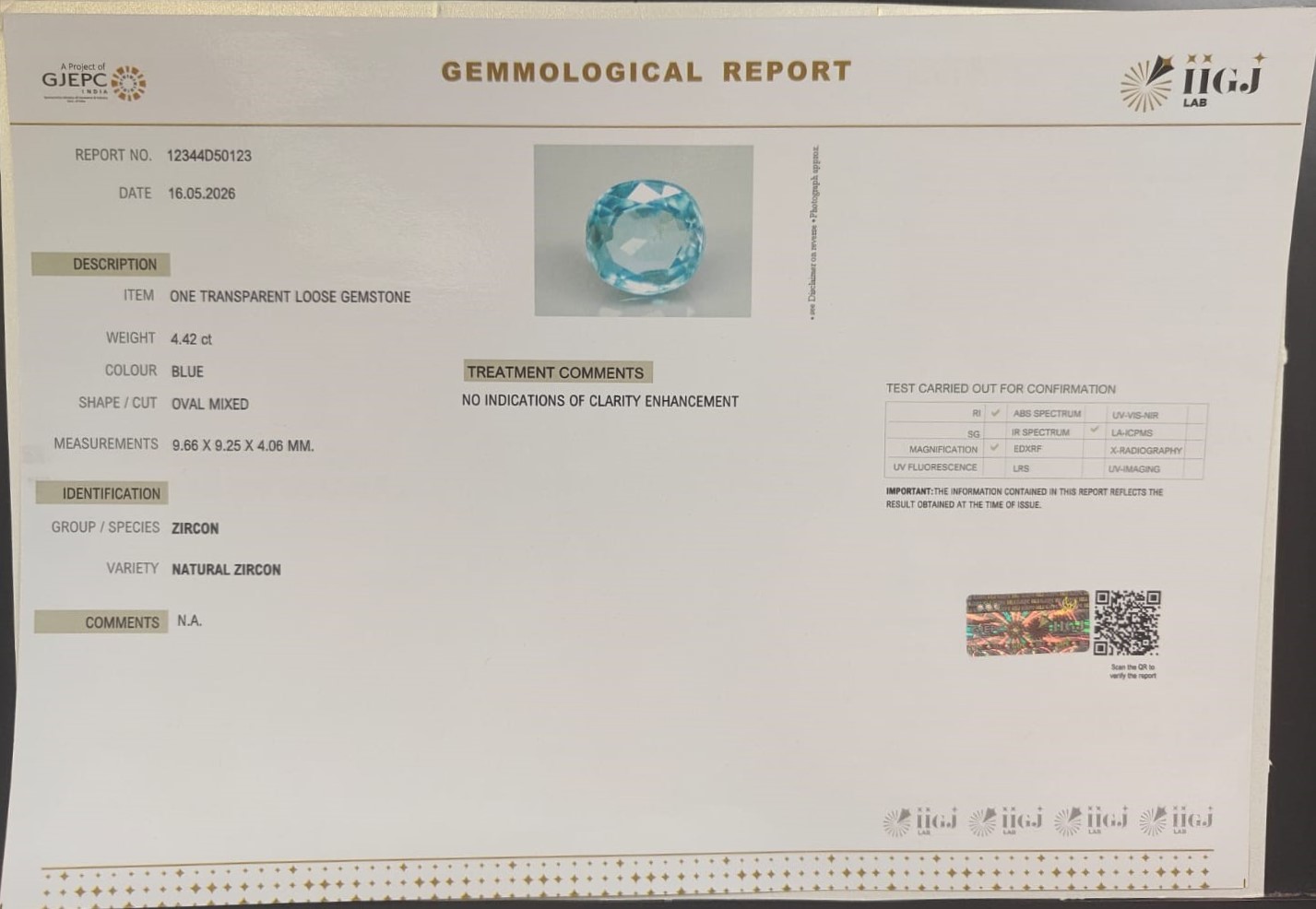 Zir693K 2 ZIRCON 4.42 Ct.