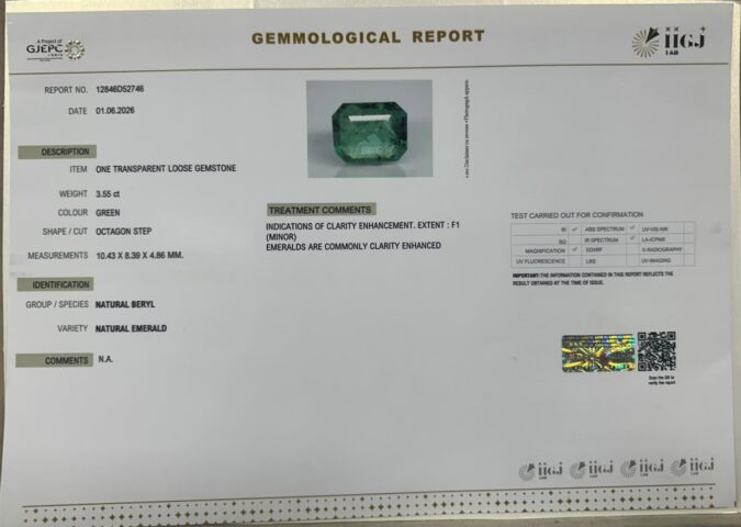 EMERALD 3.55 Ct. EMERALD 3.55 Ct.