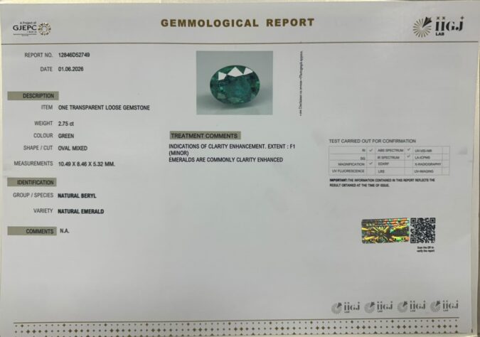EMERALD 2.75 Ct. EMERALD 2.75 Ct.