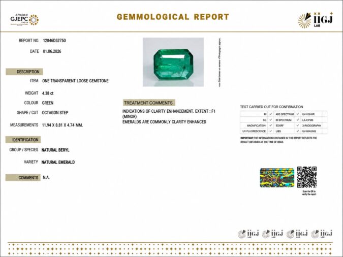 EMERALD 4.38 Ct. EMERALD 4.38 Ct.