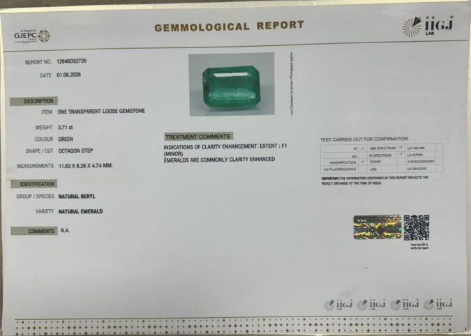EMERALD 3.71 Ct. EMERALD 3.71 Ct.