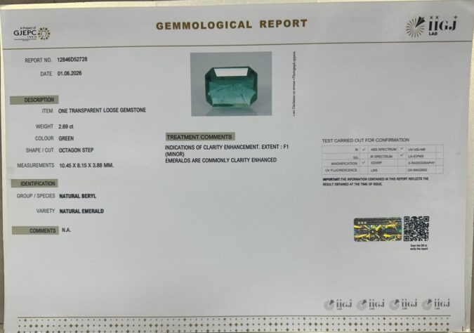 EMERALD 2.69 Ct. EMERALD 2.69 Ct.