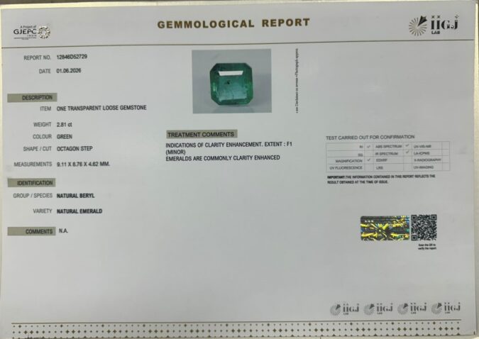EMERALD 2.81 Ct. EMERALD 2.81 Ct.