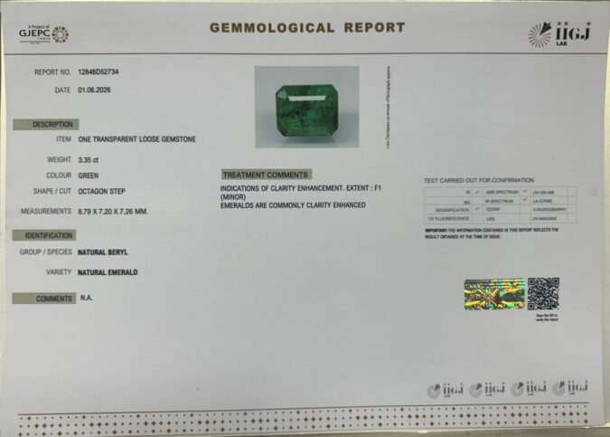 EMERALD 3.35 Ct. EMERALD 3.35 Ct.