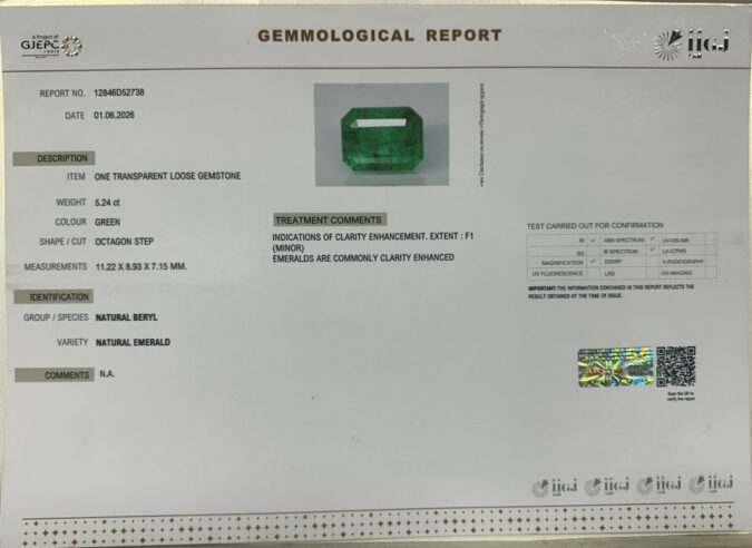 EMERALD 5.24 Ct. EMERALD 5.24 Ct.