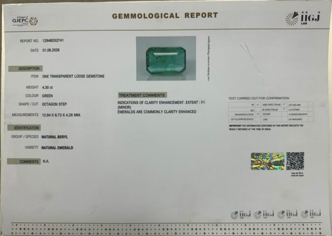 EMERALD 4.3 Ct. EMERALD 4.3 Ct.