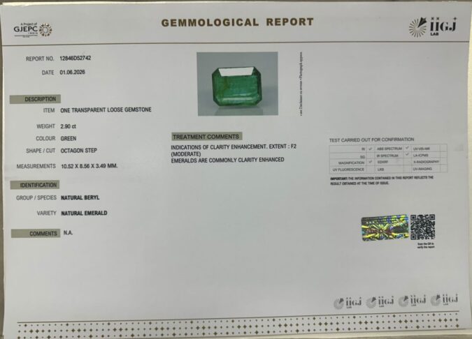 EMERALD 2.9 Ct.