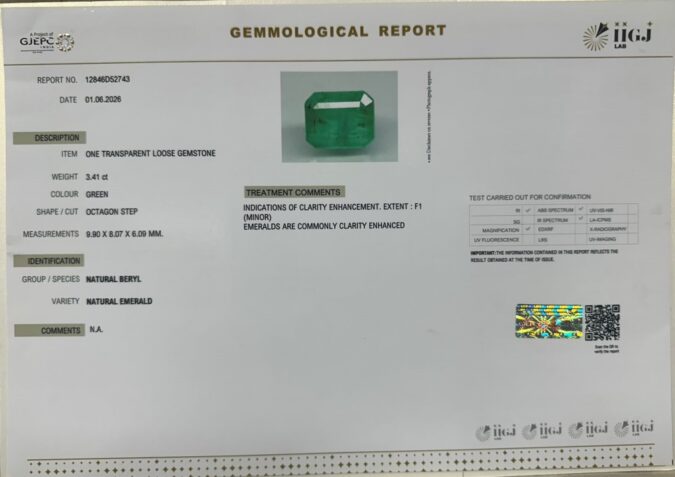 EMERALD 3.41 Ct. EMERALD 3.41 Ct.