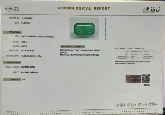 EMERALD 3.72 Ct. EMERALD 3.72 Ct.