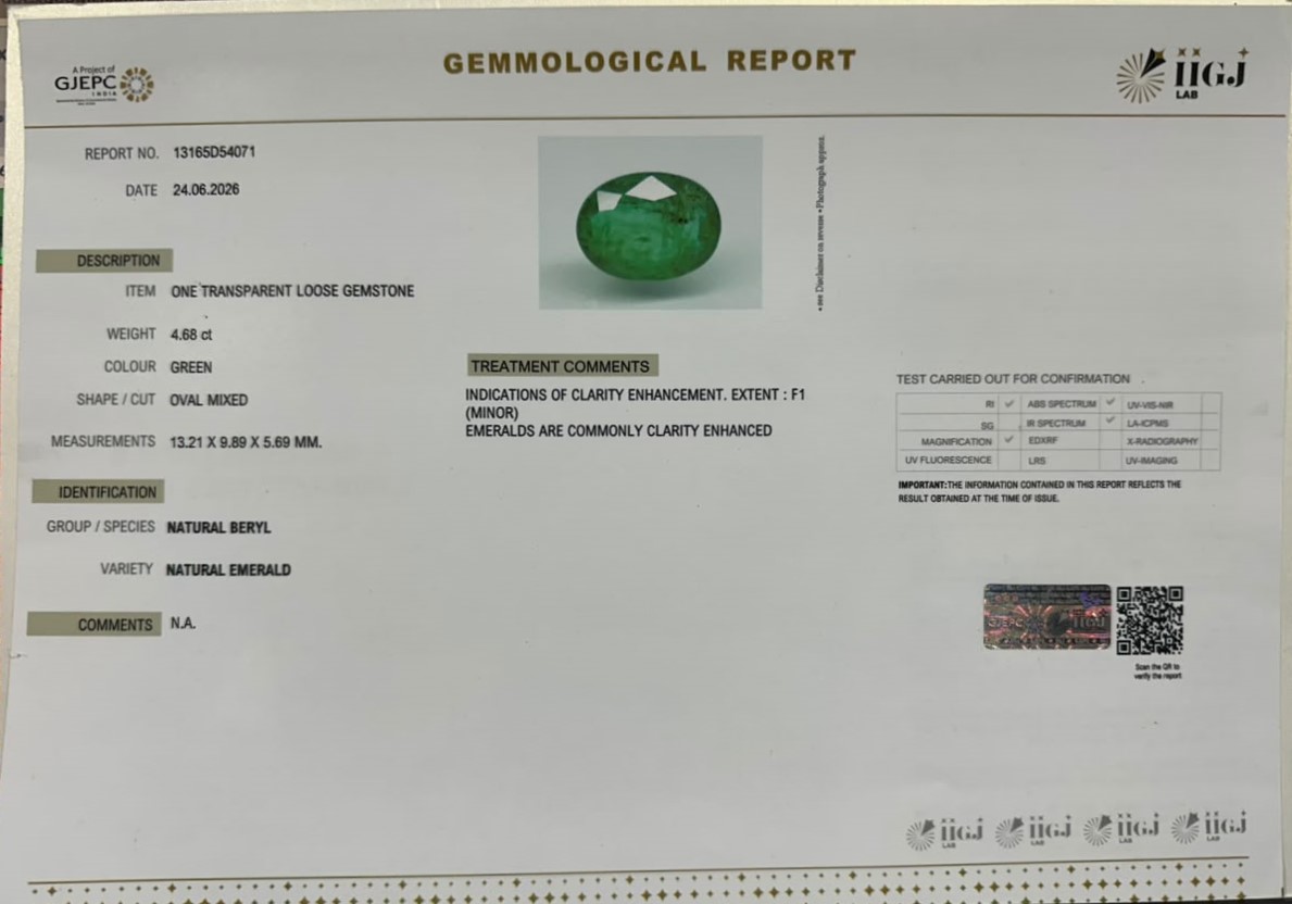 EMERALD 4.68 Ct. EMERALD 4.68 Ct.