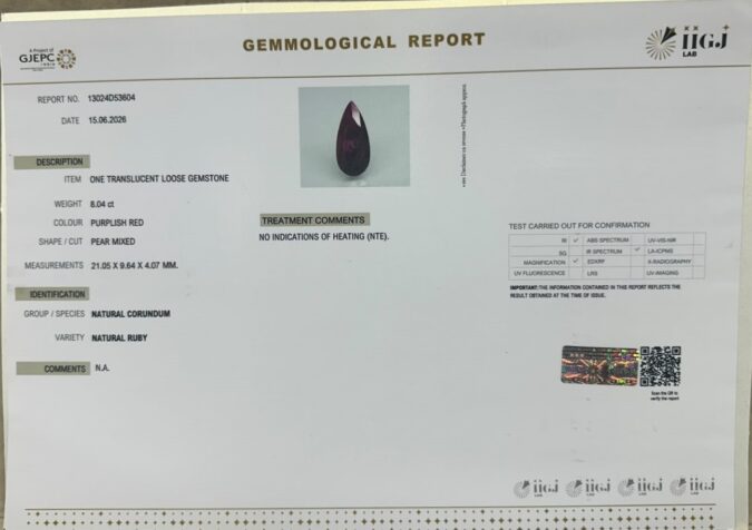 RUBY 8.04 Ct. RUBY 8.04 Ct.