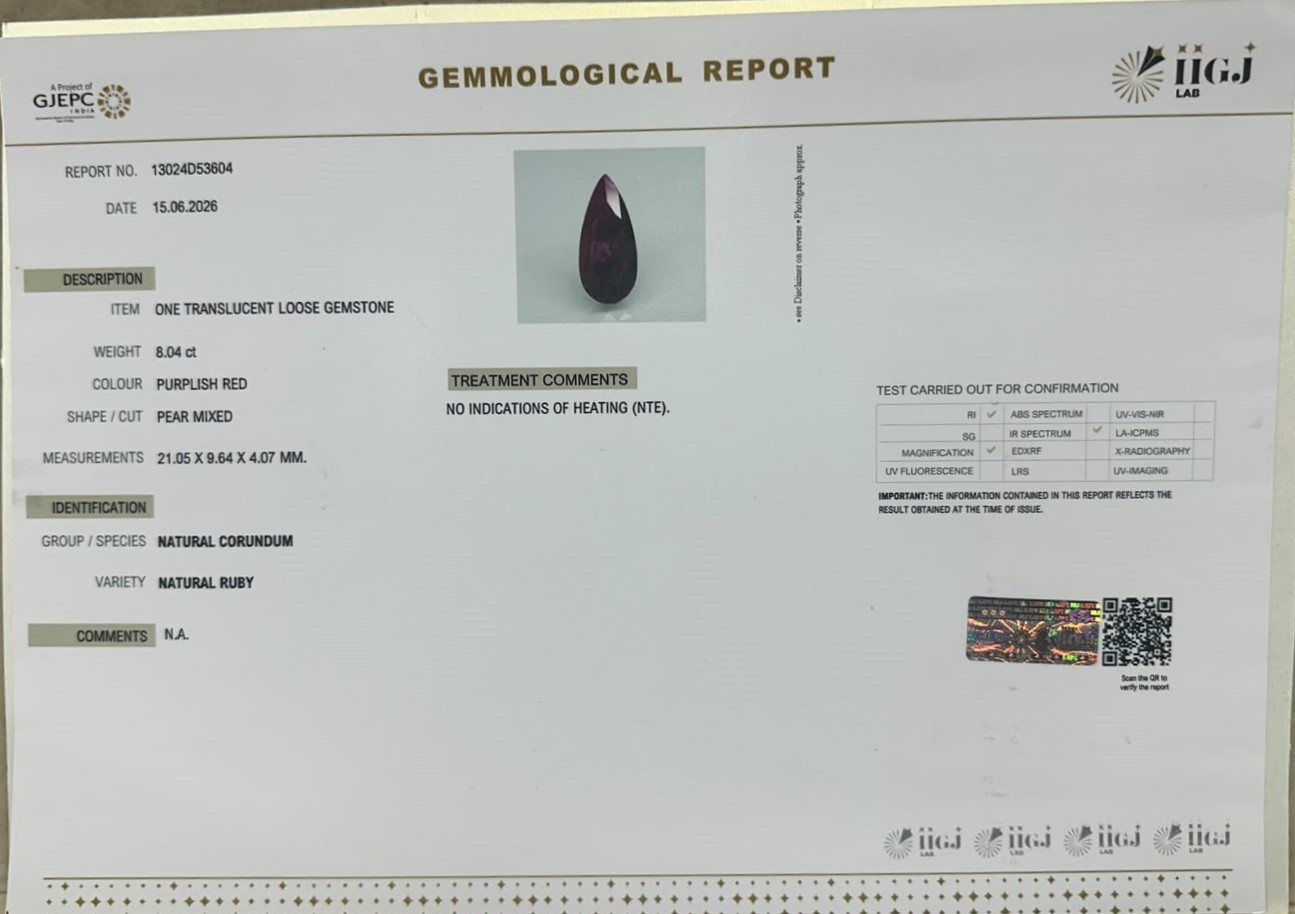 RUBY 8.04 Ct. RUBY 8.04 Ct.
