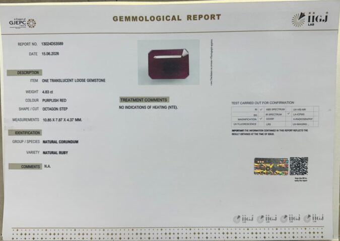 RUBY 4.83 Ct.