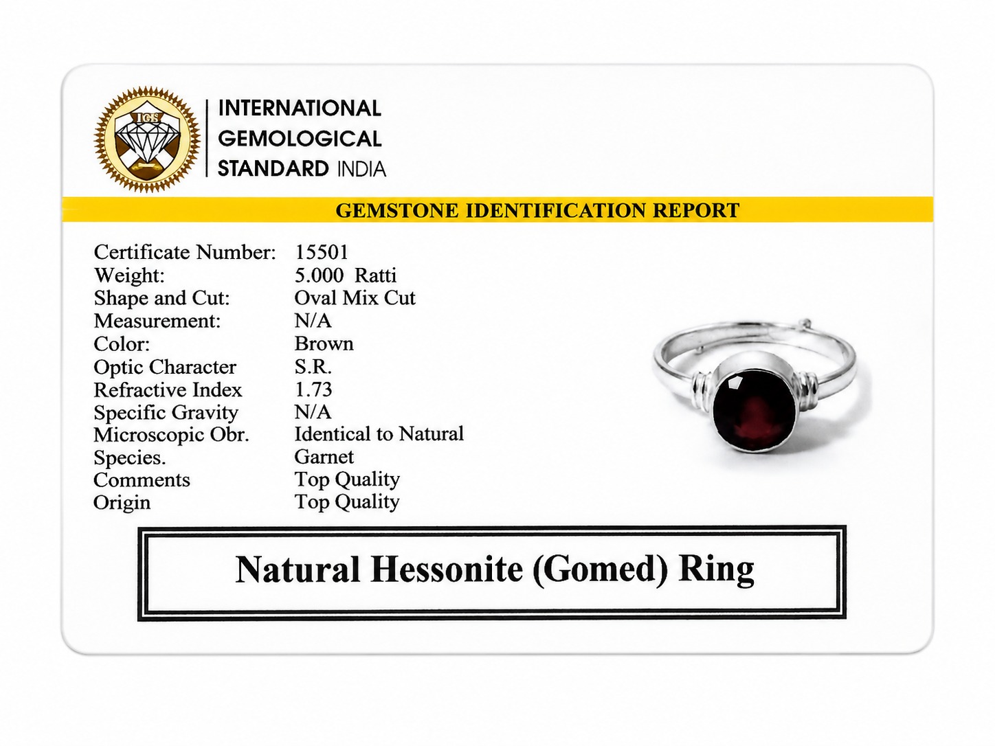 Hessonite Ring Rs. 3490/- (Gomed 5+Ratti) Hessonite Ring Rs. 3490/- (Gomed 5+Ratti)