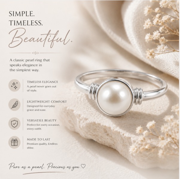 Pearl Ring Rs. 1490/- (Moti 5+Ratti) Pearl Ring Rs. 1490/- (Moti 5+Ratti)