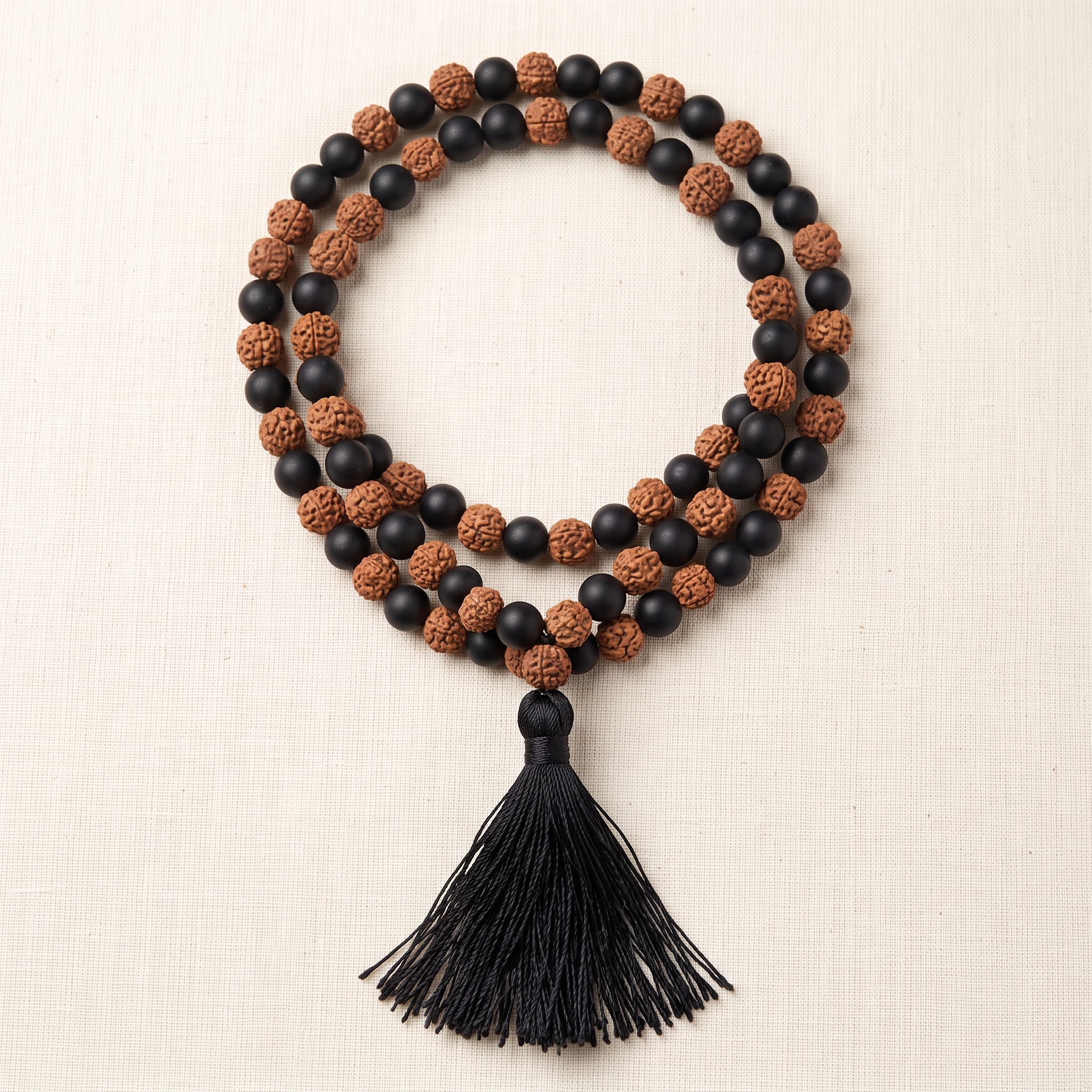5 mukhi rudraksha karungali jaap mala 8mm