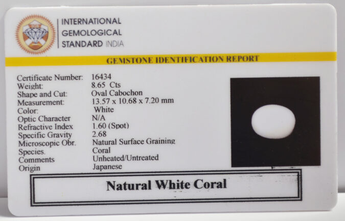 WHITE CORAL 8.65 Ct. WHITE CORAL 8.65 Ct.