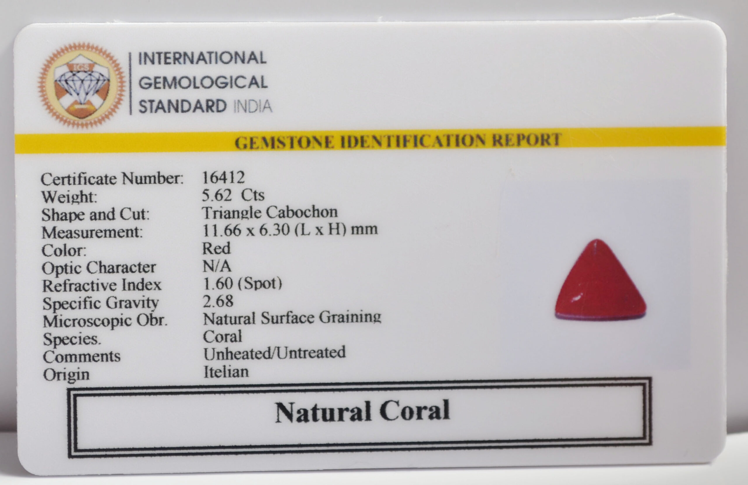 CORAL 5.62 Ct. CORAL 5.62 Ct.