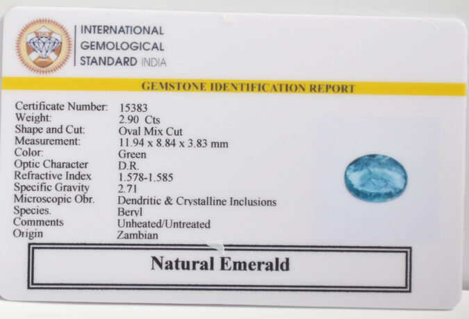 EMERALD 2.9 Ct. EMERALD 2.9 Ct.