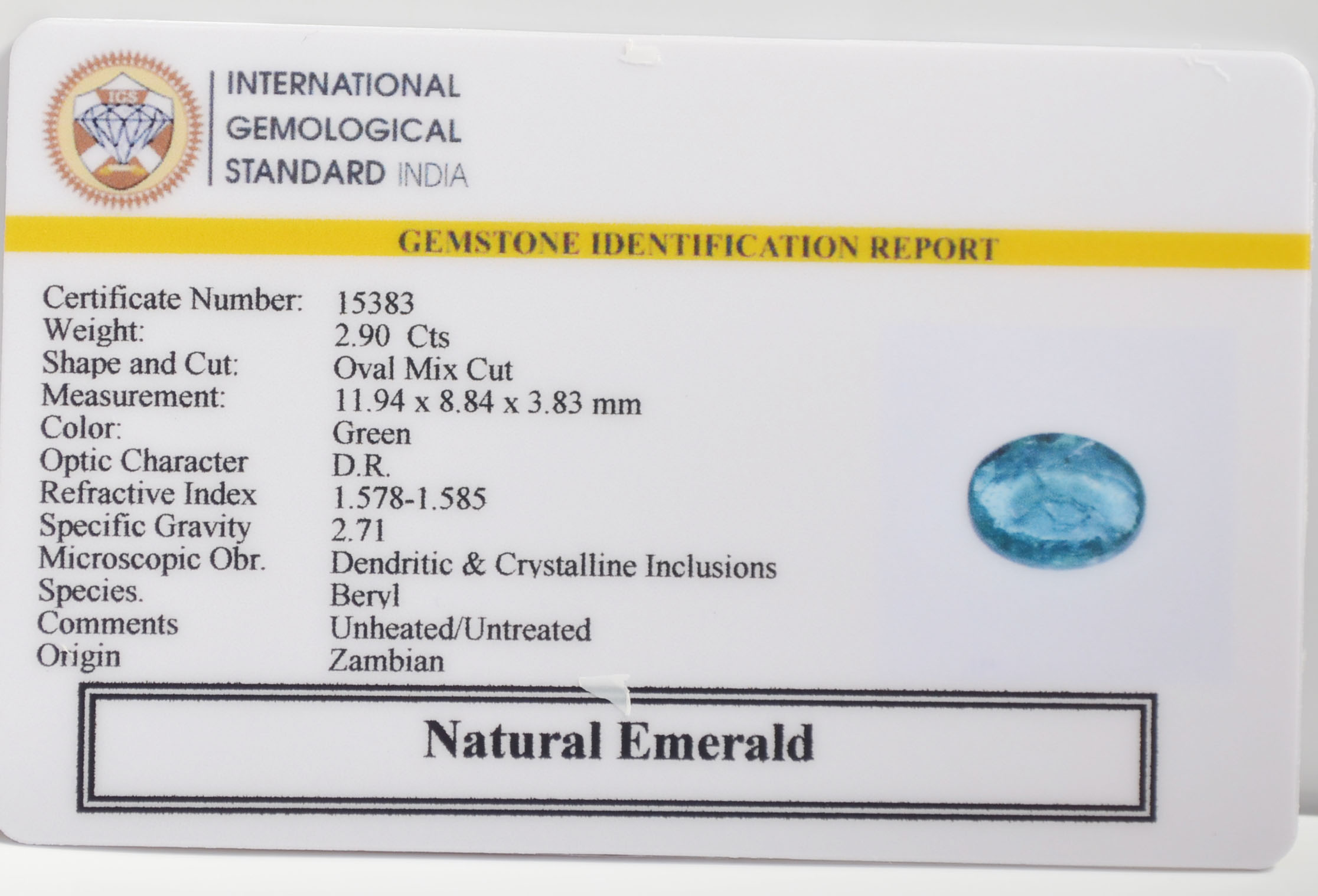 EMERALD 2.9 Ct. EMERALD 2.9 Ct.
