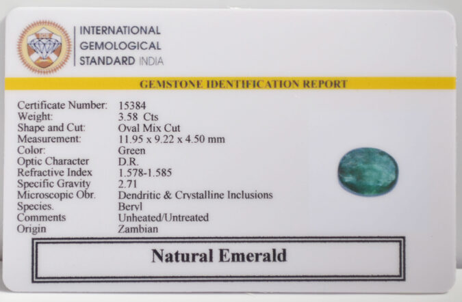 EMERALD 3.58 Ct. EMERALD 3.58 Ct.