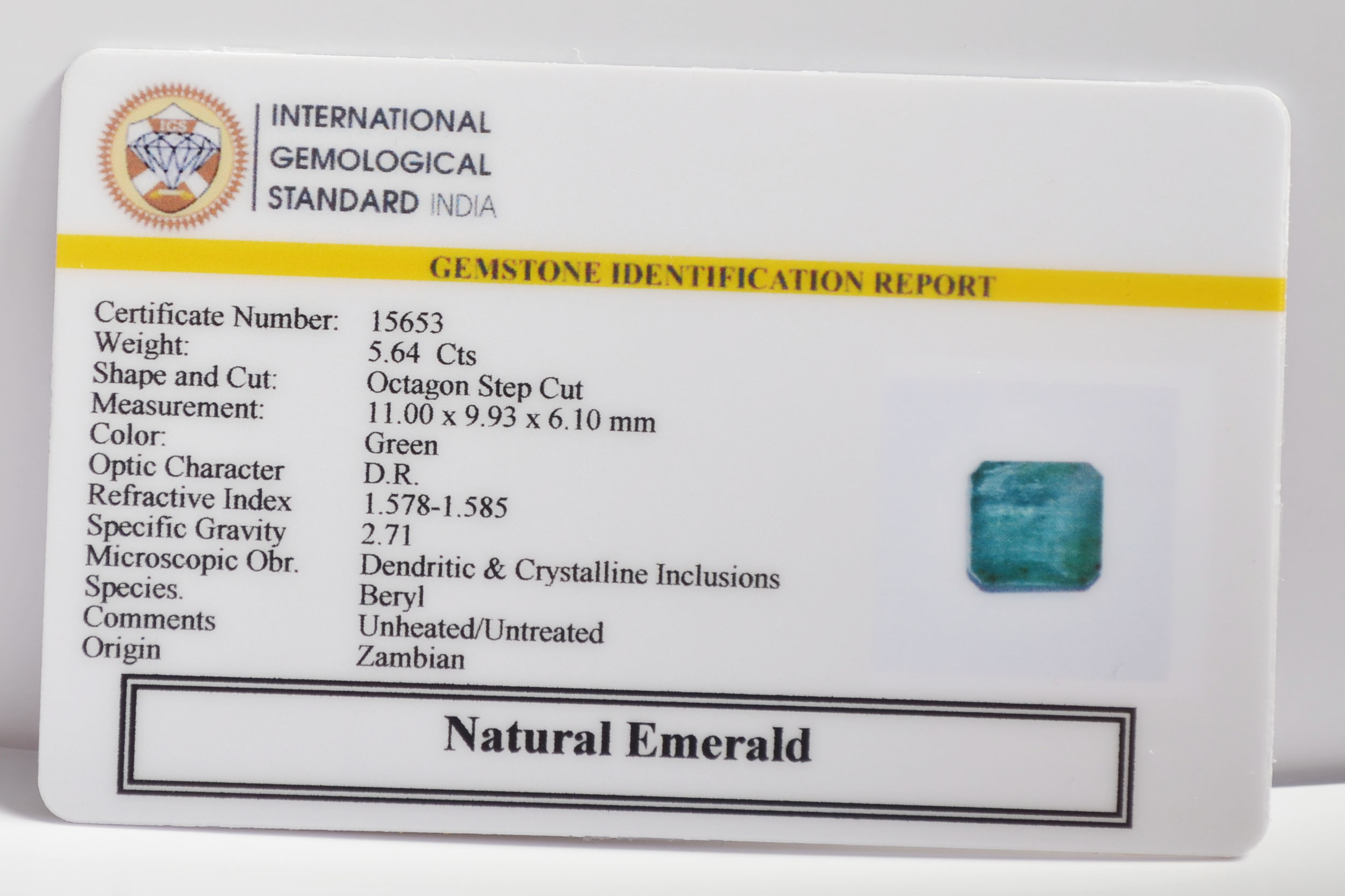 EMERALD 5.64 Ct. EMERALD 5.64 Ct.