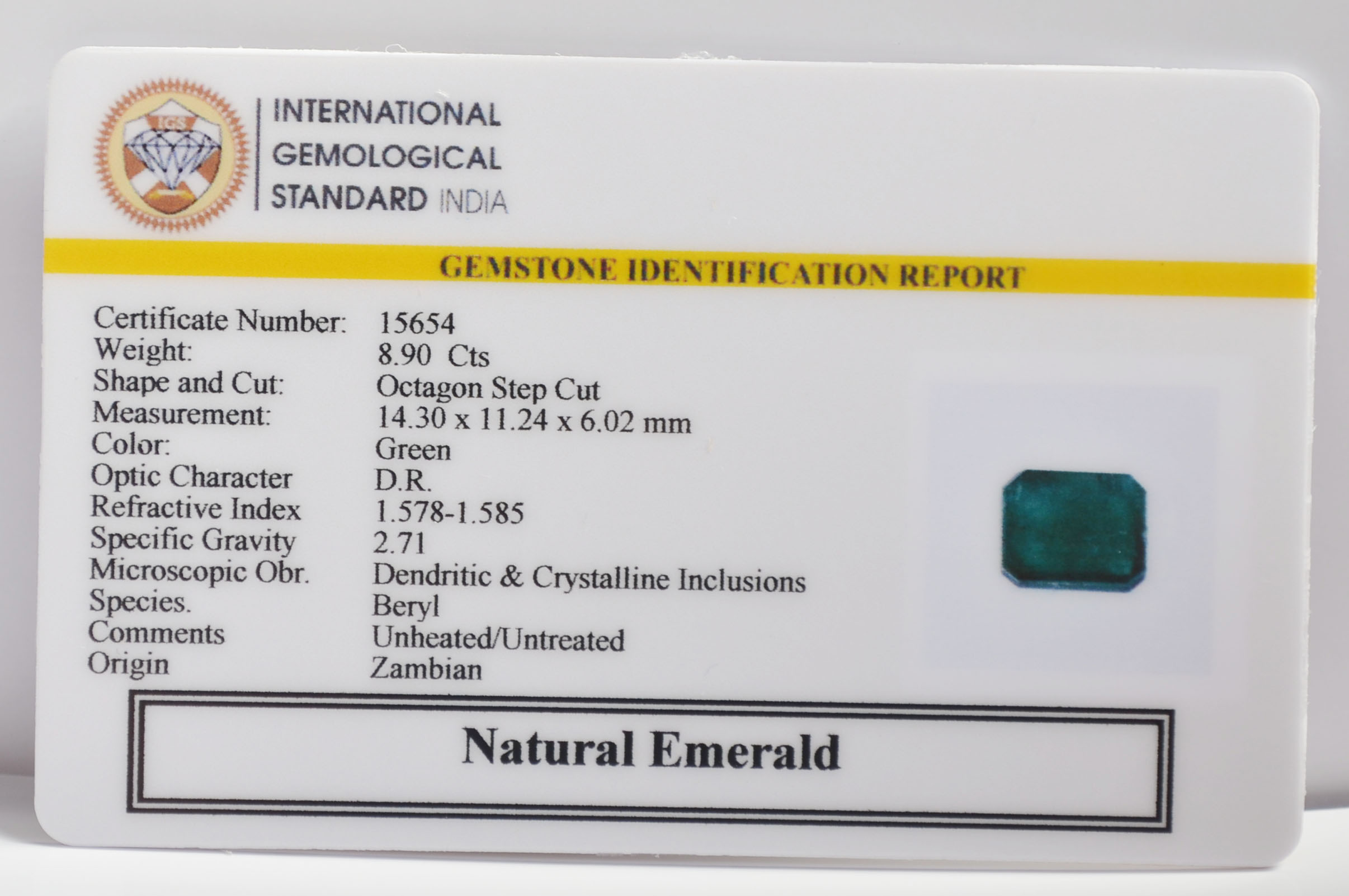 EMERALD 8.9 Ct. EMERALD 8.9 Ct.