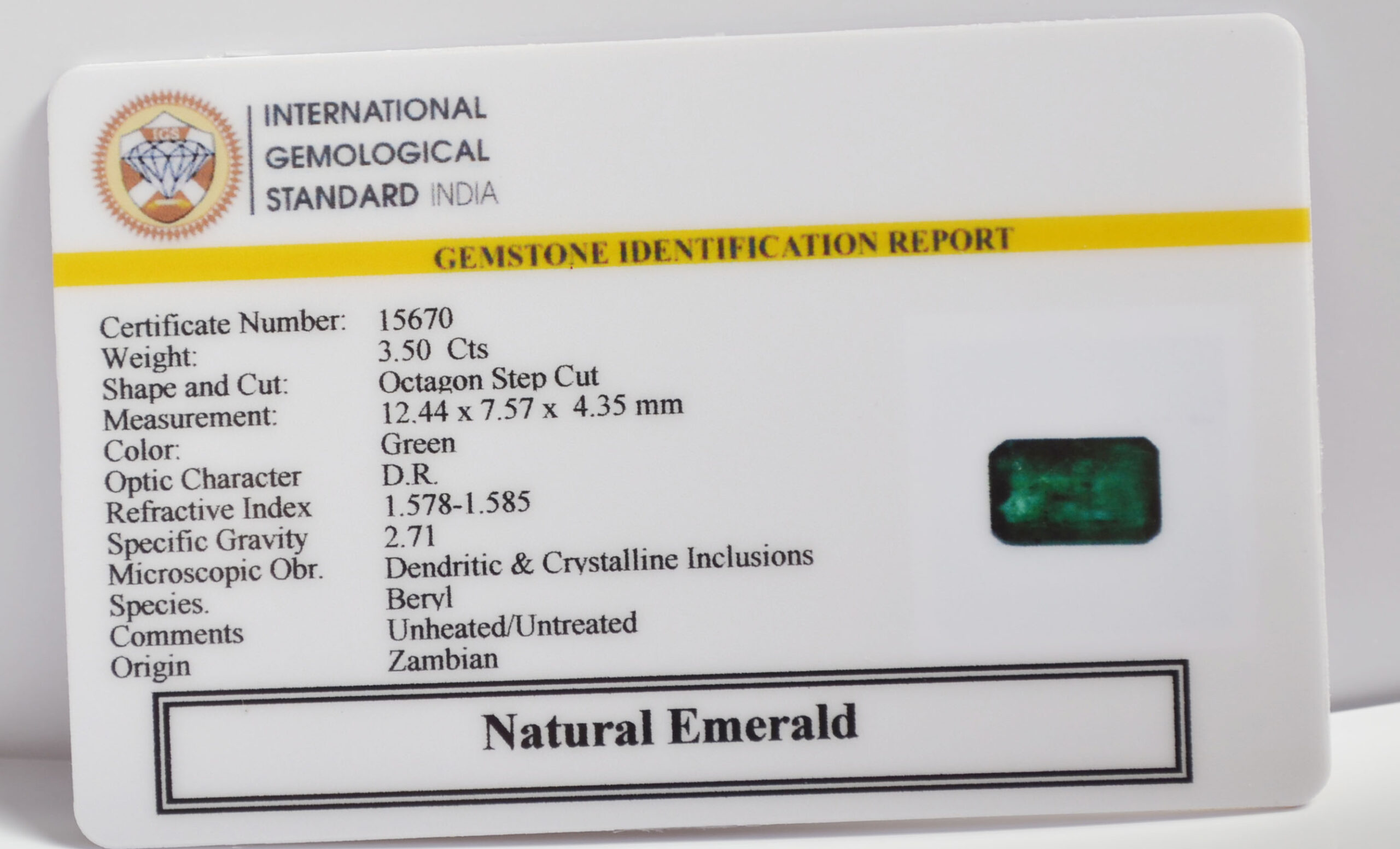 EMERALD 3.5 Ct. EMERALD 3.5 Ct.