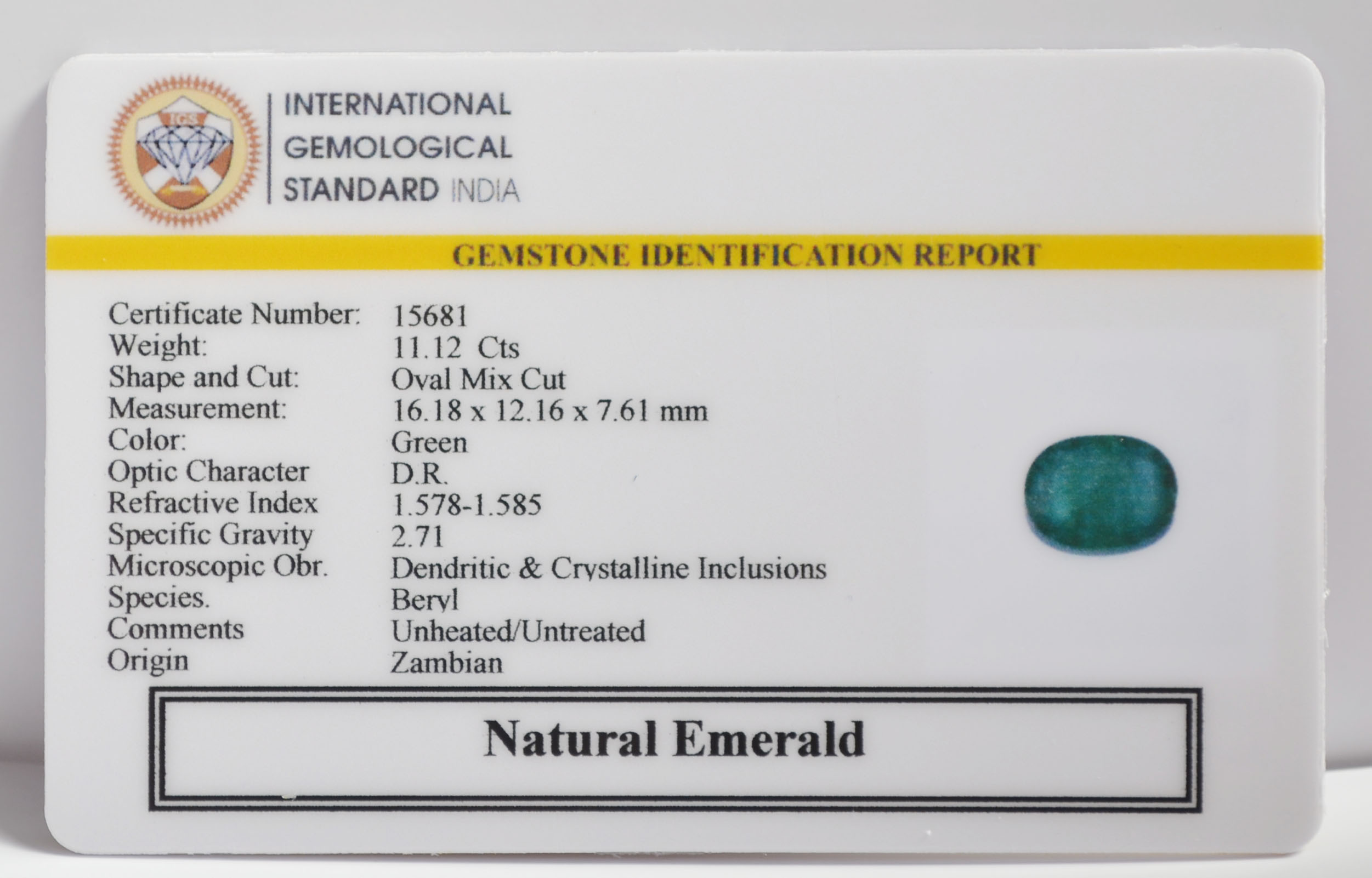 EMERALD 11.12 Ct. EMERALD 11.12 Ct.