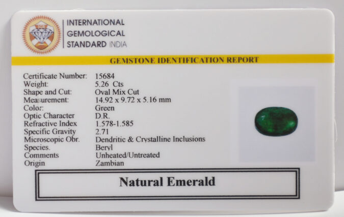 EMERALD 5.26 Ct. EMERALD 5.26 Ct.