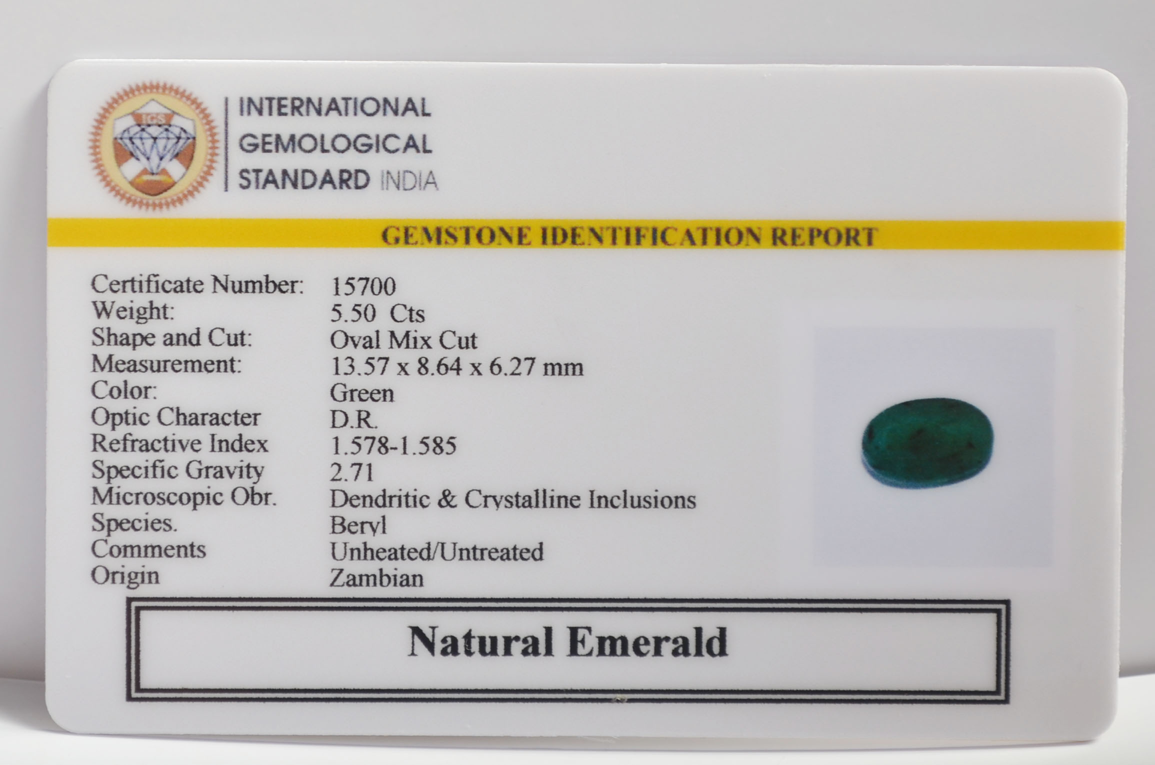 EMERALD 5.5 Ct.