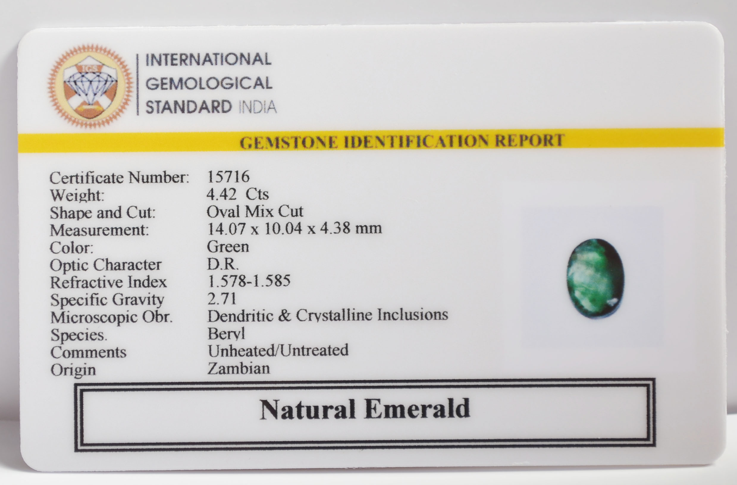 EMERALD 4.42 Ct.