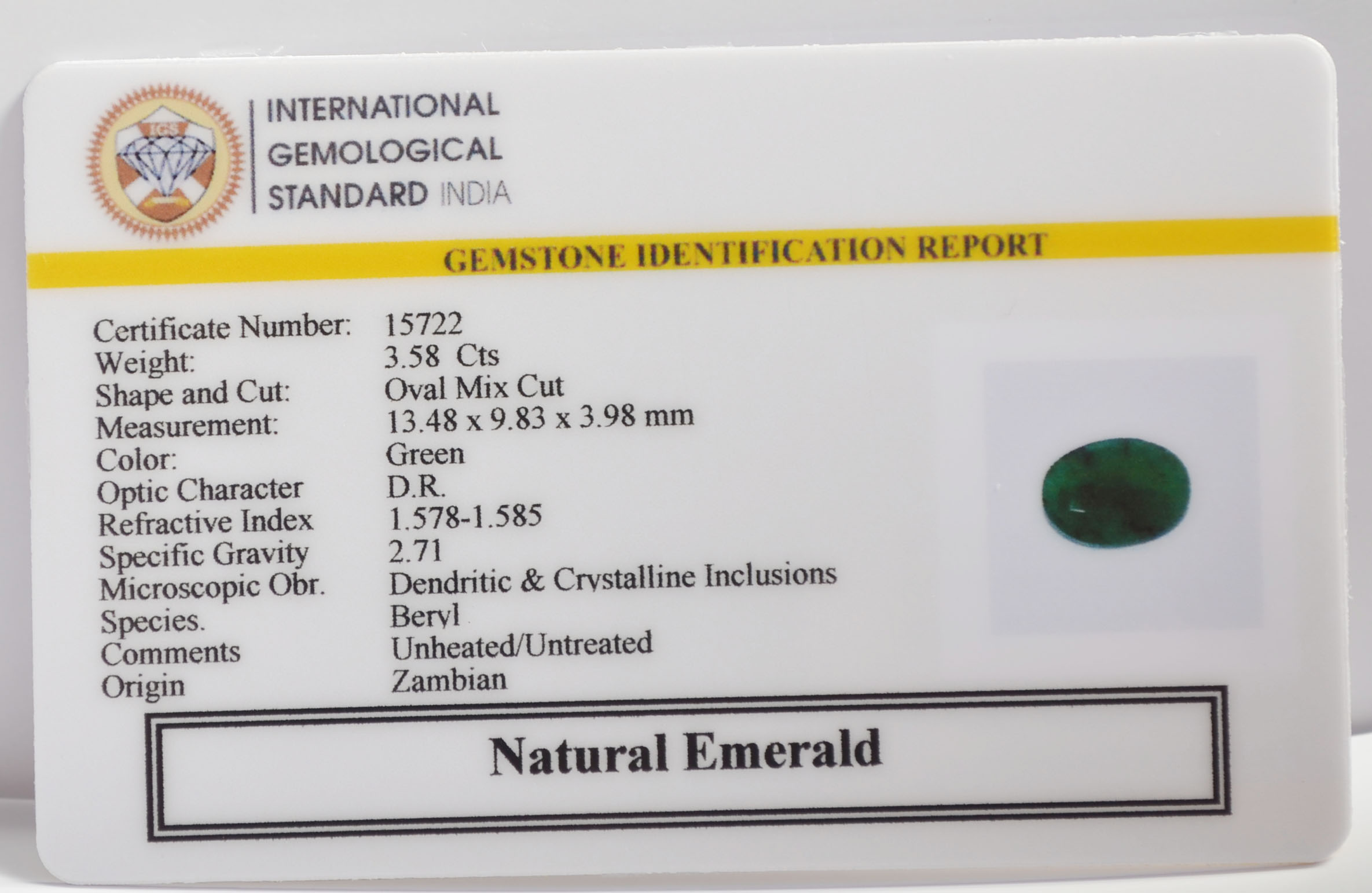 EMERALD 3.58 Ct.