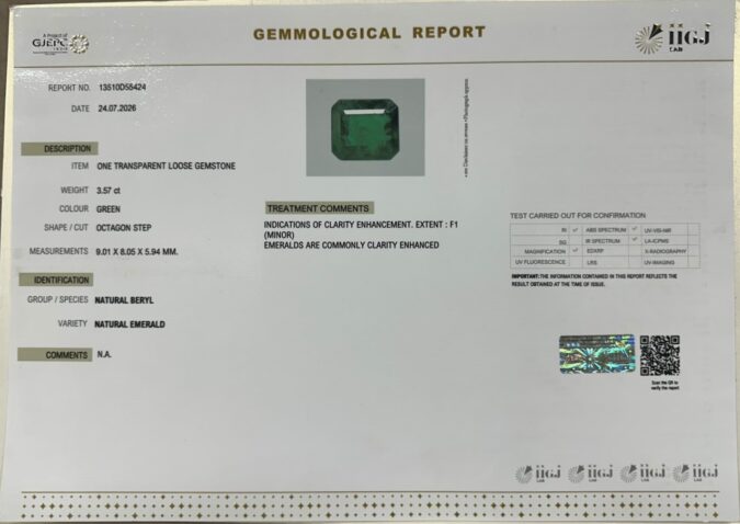 EMERALD 3.57 Ct.
