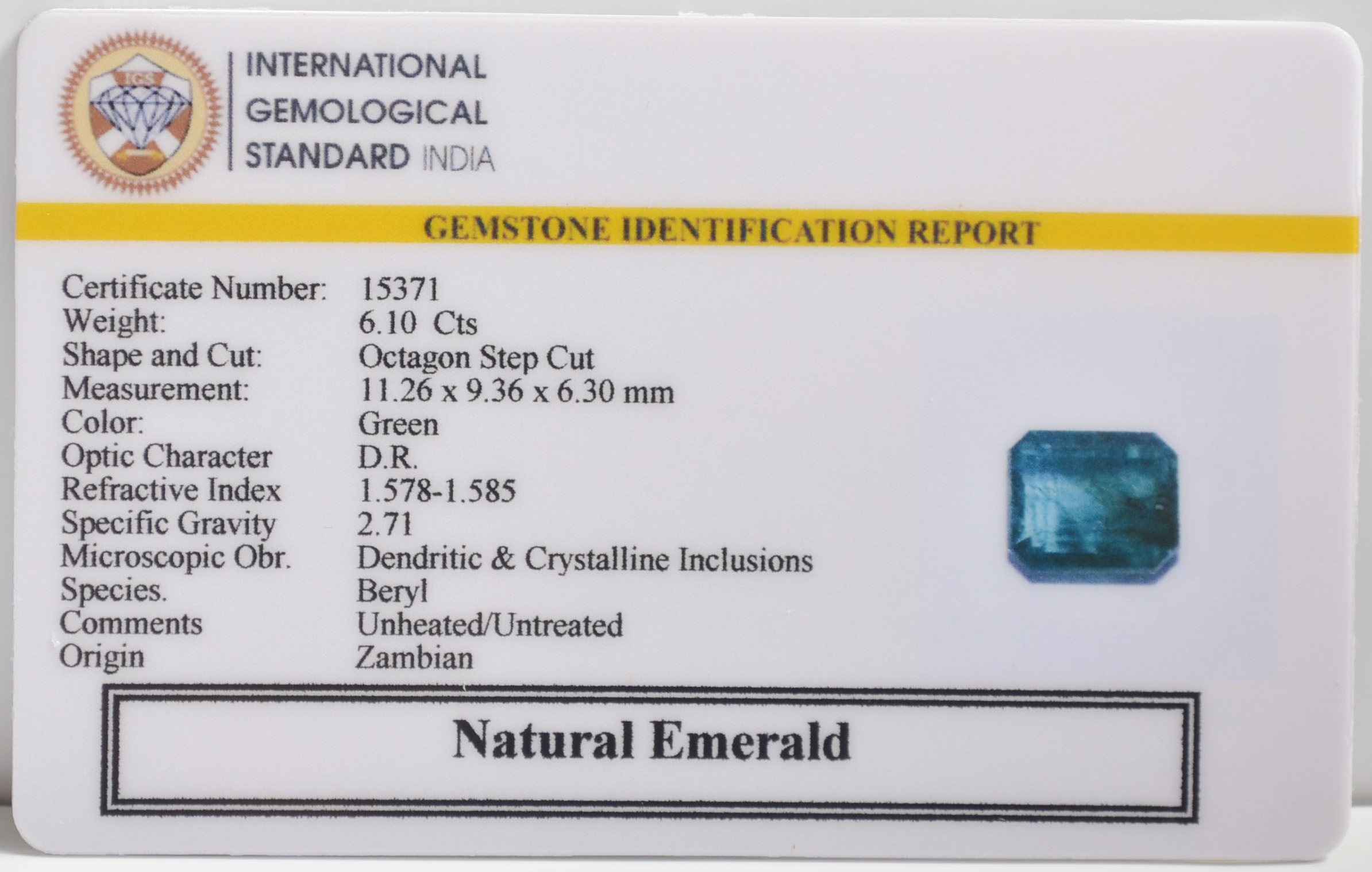 EMERALD 6.1 Ct.