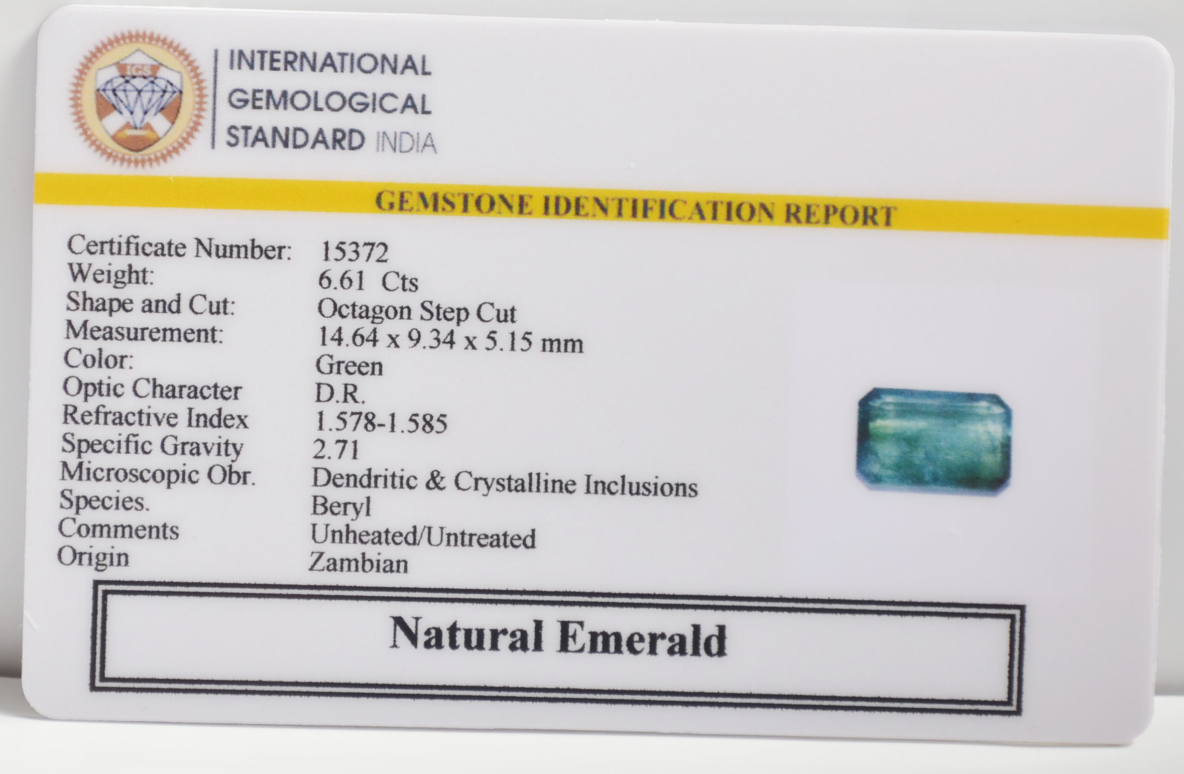 EMERALD 6.61 Ct.