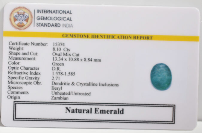 EMERALD 8.1 Ct. EMERALD 8.1 Ct.