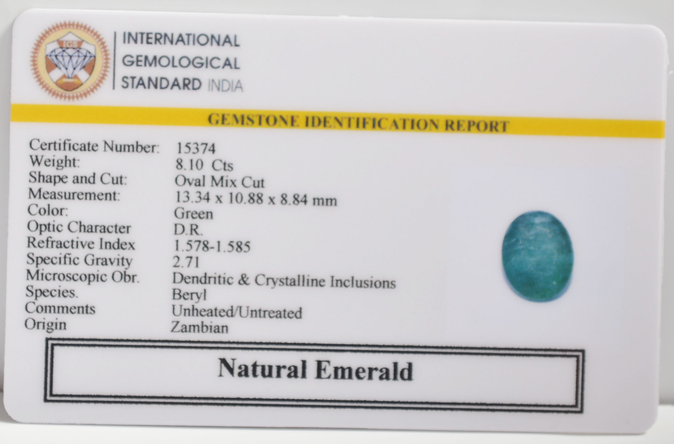 EMERALD 8.1 Ct. EMERALD 8.1 Ct.