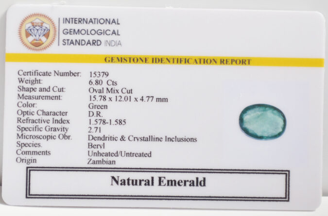 EMERALD 6.8 Ct. EMERALD 6.8 Ct.