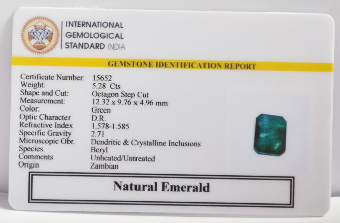 EMERALD 5.28 Ct. EMERALD 5.28 Ct.