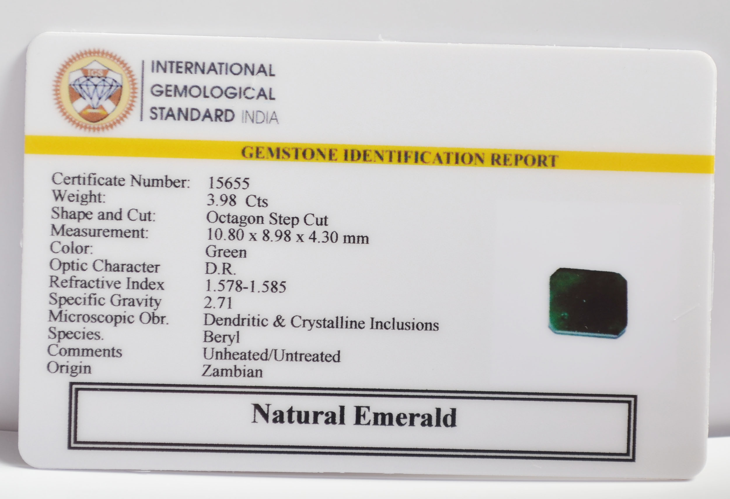 EMERALD 3.98 Ct. EMERALD 3.98 Ct.