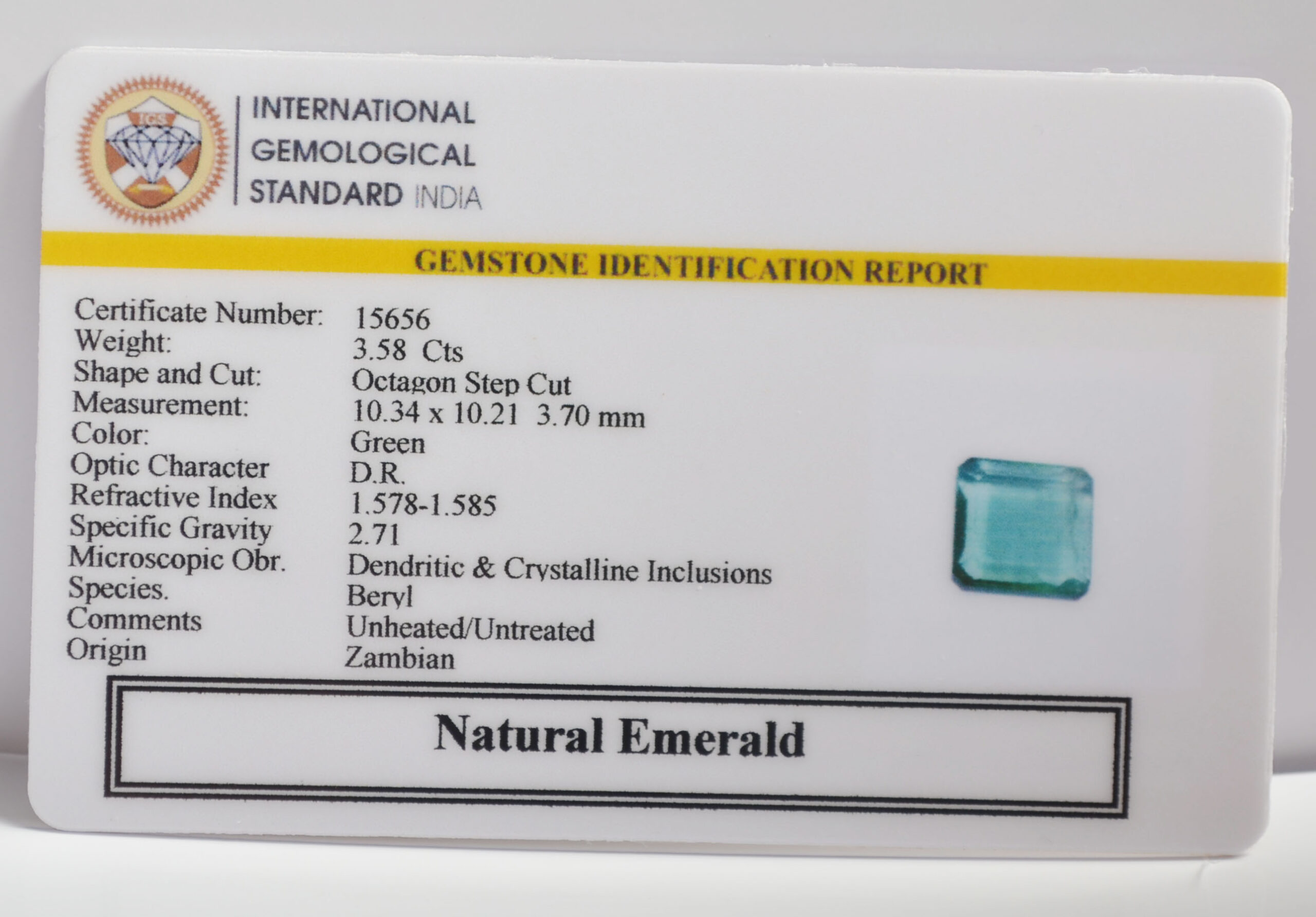 EMERALD 3.58 Ct. EMERALD 3.58 Ct.