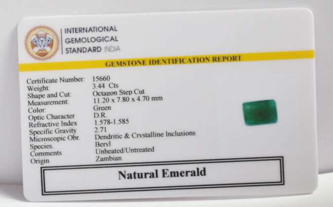 EMERALD 3.44 Ct. EMERALD 3.44 Ct.