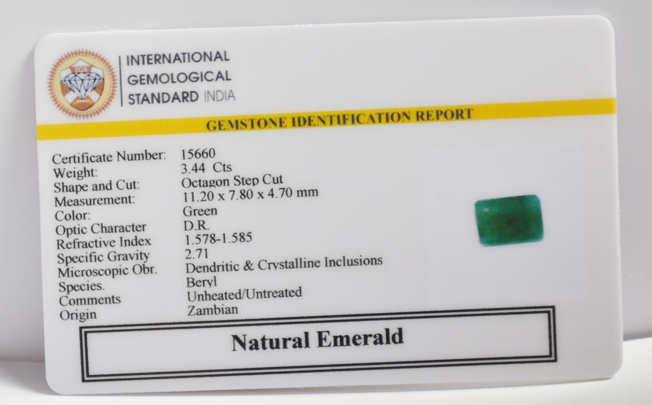 EMERALD 3.44 Ct. EMERALD 3.44 Ct.