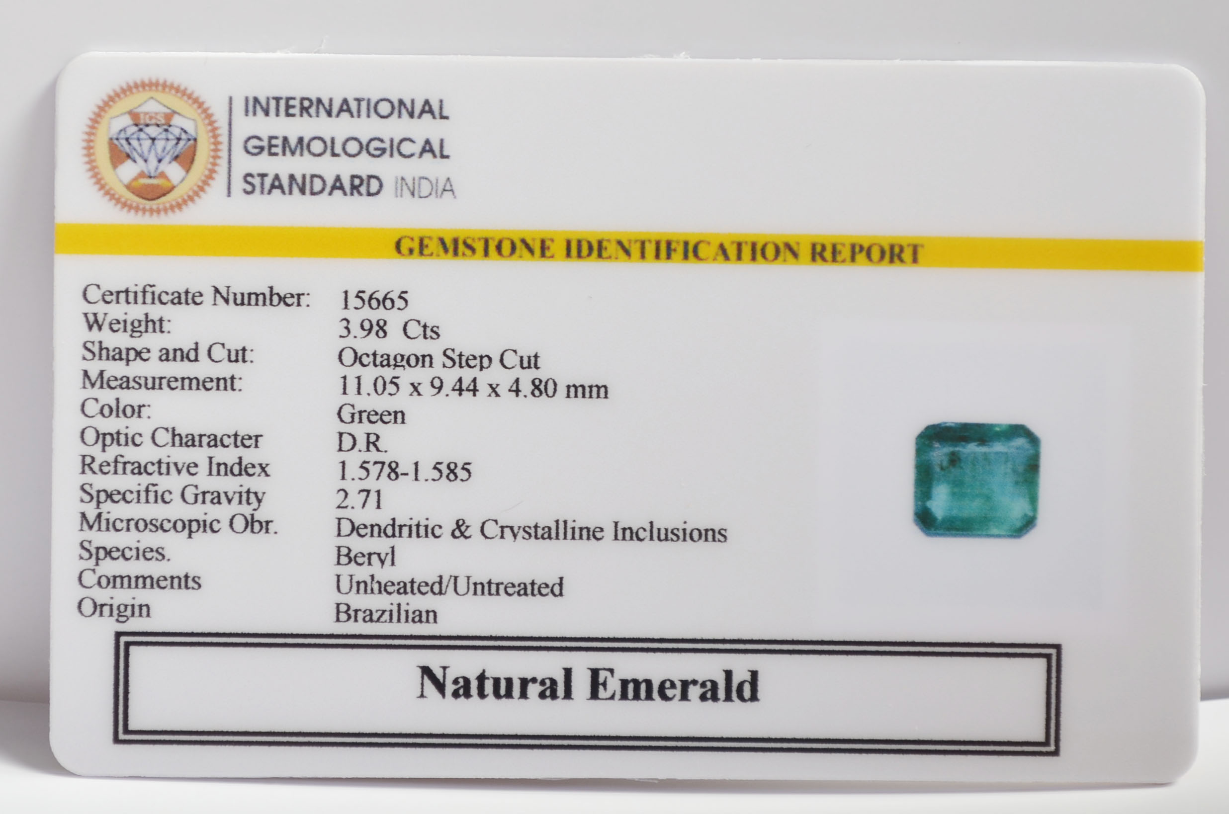 EMERALD 3.98 Ct. EMERALD 3.98 Ct.