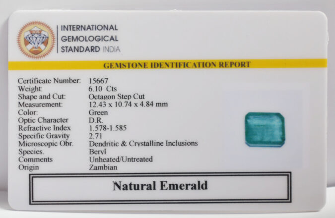 EMERALD 6.1 Ct. EMERALD 6.1 Ct.