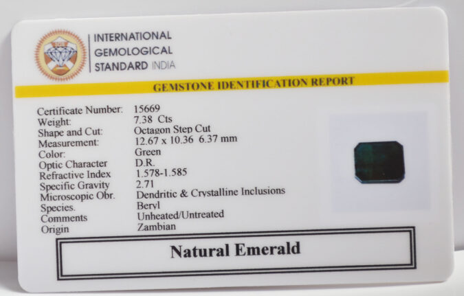 EMERALD 7.38 Ct.