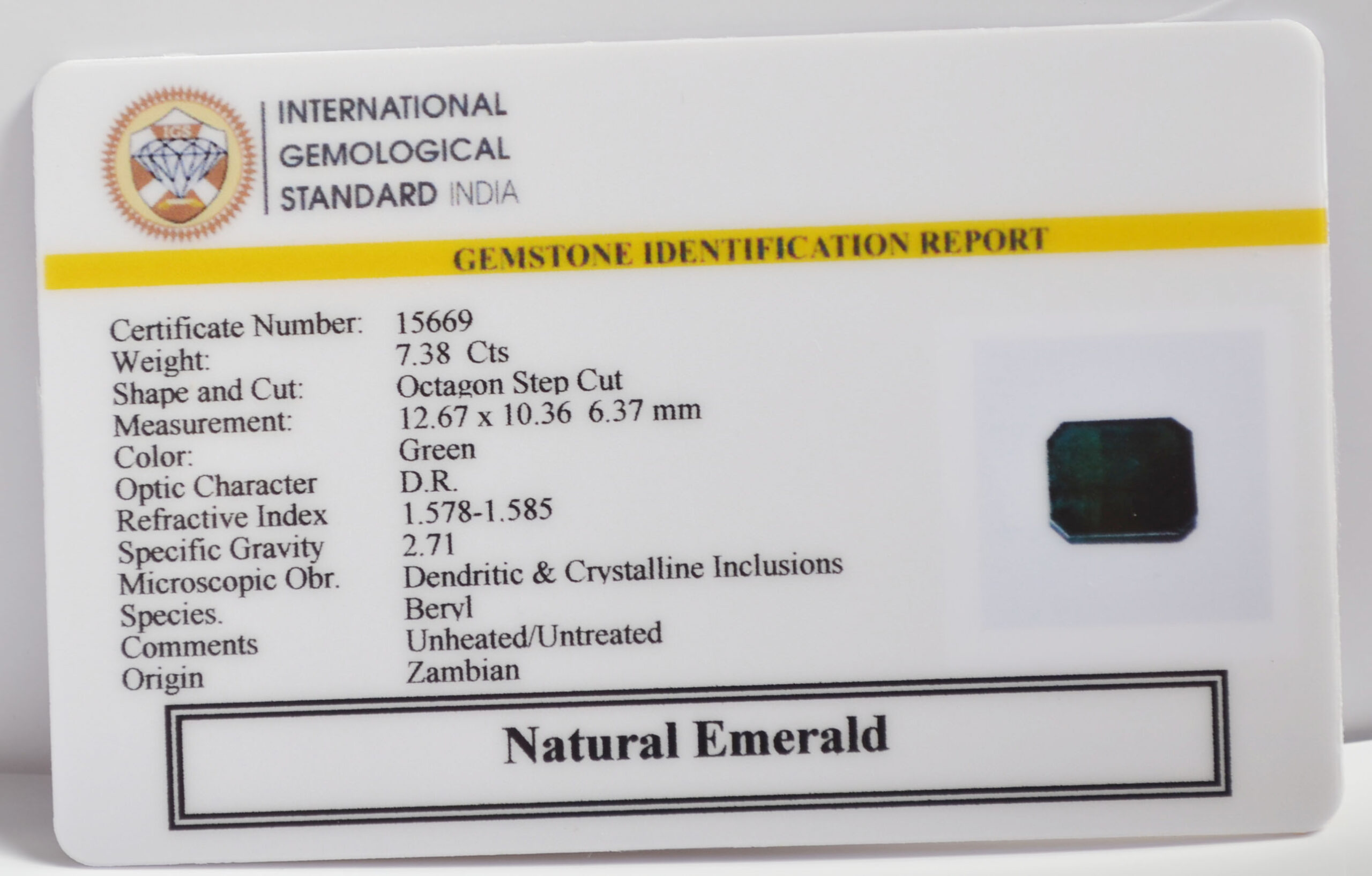 EMERALD 7.38 Ct.